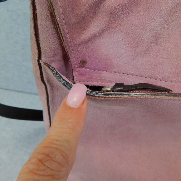 Kate Spade Purse -Mauve Suede and Brown Strap with Flap Snap Closure Handbag - Picture 9 of 13